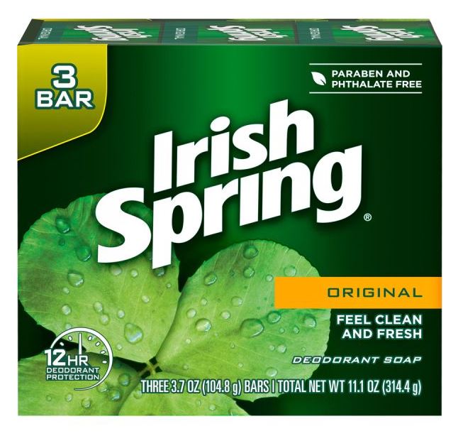 SOAP BAR IRISH SPRING 4.0OZ 3 BARS/PACK - Bar